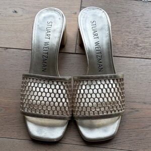 Stuart Weitzman Metallic Gold Mule Sandals Size 7.5